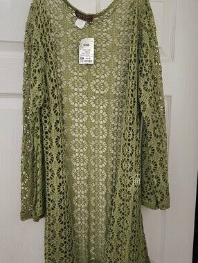 Crochet Lace Cotton Blend Beach Cover-Up Tie-Front